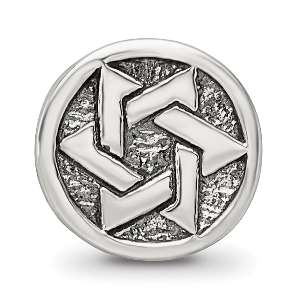 Sterling Silver 925 Star of David Bead Antiqued Solid Cast Design