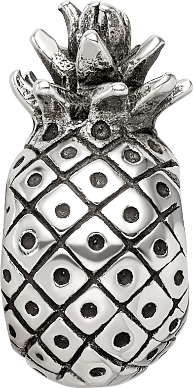 Sterling Silver 925 Pineapple Bead with Antiqued Finish for Themed Jewelry