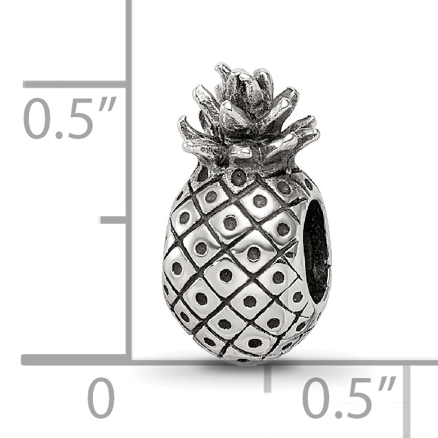 Sterling Silver 925 Pineapple Bead with Antiqued Finish for Themed Jewelry