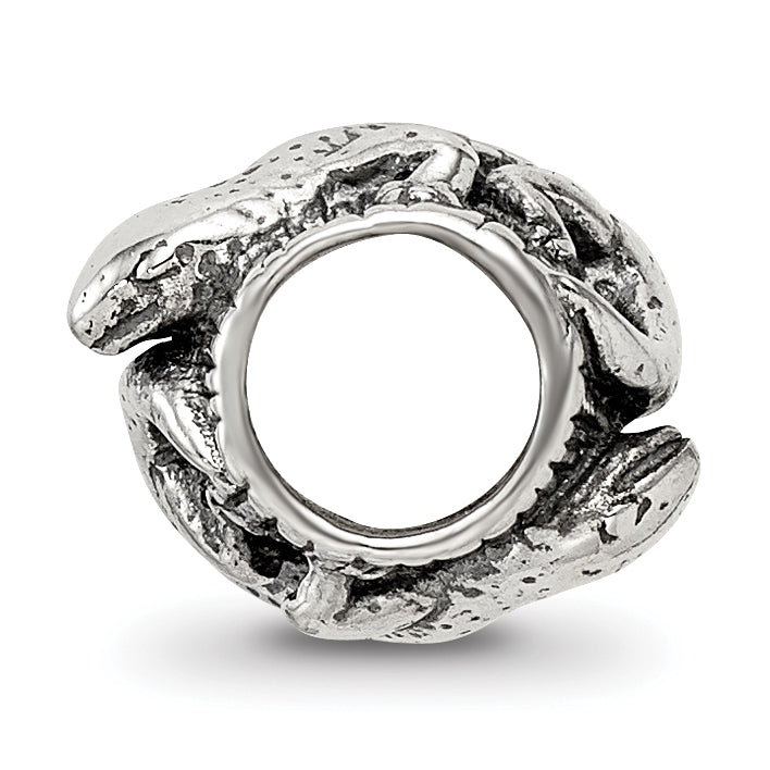 Sterling Silver 925 Lizard on a Log Bead with Antiqued Finish Secondary image