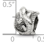 Sterling Silver 925 Lizard on a Log Bead with Antiqued Finish
