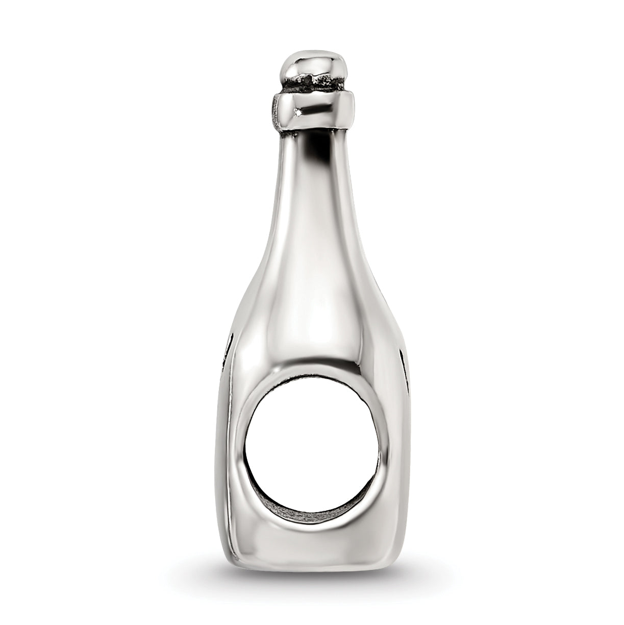 Sterling Silver 925 Wine Bottle Bead with Antiqued Finish Solid Themed Design