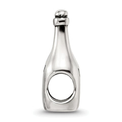 Sterling Silver 925 Wine Bottle Bead with Antiqued Finish Solid Themed Design