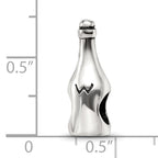 Sterling Silver 925 Wine Bottle Bead with Antiqued Finish Solid Themed Design