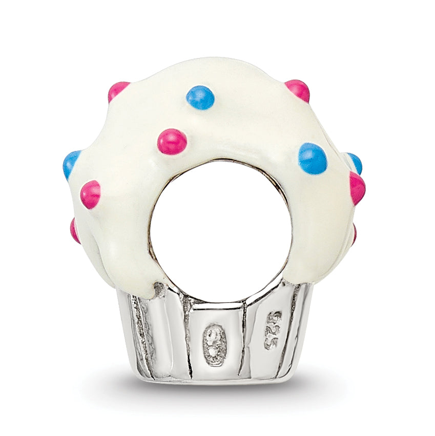 Sterling Silver 925 Enameled Cupcake Bead with Antique Finish