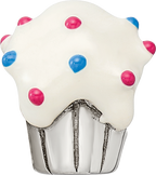 Sterling Silver 925 Enameled Cupcake Bead with Antique Finish