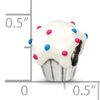 Sterling Silver 925 Enameled Cupcake Bead with Antique Finish