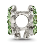 Sterling Silver 925 Clover Bead with Light Green Crystal Antiqued Finish