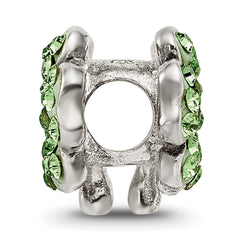 Sterling Silver 925 Clover Bead with Light Green Crystal Antiqued Finish