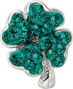 Sterling Silver Clover Bead with Green Crystal and Antiqued Finish