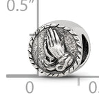 Sterling Silver 925 Praying Hands Bead with Antiqued Finish Solid Themed Design