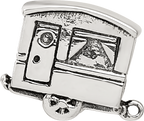 Sterling Silver 925 Camper Trailer Bead with Antiqued Finish Solid