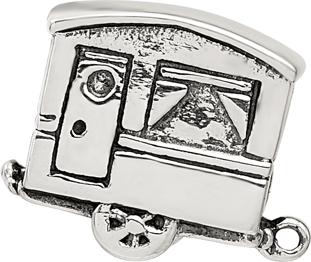 Sterling Silver 925 Camper Trailer Bead with Antiqued Finish Solid