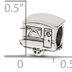 Sterling Silver 925 Camper Trailer Bead with Antiqued Finish Solid