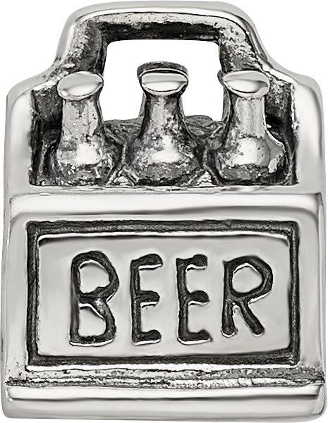 Sterling Silver 925 Antiqued Beer Bead Charm for Themed Jewelry Design