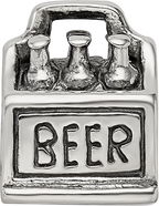 Sterling Silver 925 Antiqued Beer Bead Charm for Themed Jewelry Design