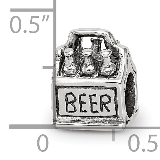 Sterling Silver 925 Antiqued Beer Bead Charm for Themed Jewelry Design
