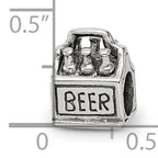 Sterling Silver 925 Antiqued Beer Bead Charm for Themed Jewelry Design