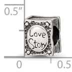 Sterling Silver 925 Love Story Book Bead with Antiqued Finish