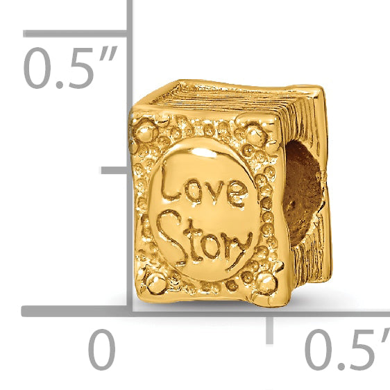 Sterling Silver Gold-Plated Love Story Book Bead with Polished Finish
