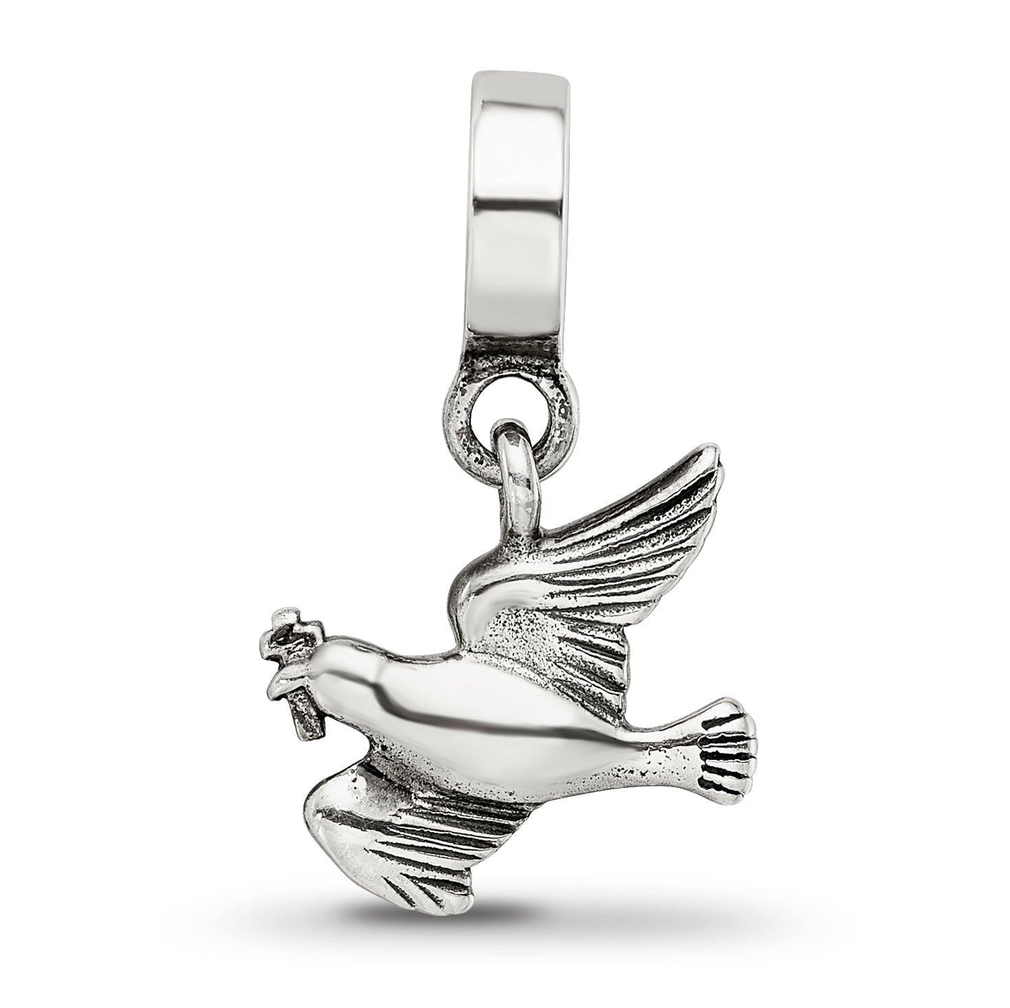 Sterling Silver 925 Antiqued Dove Dangle Bead by Sophia Jewelers