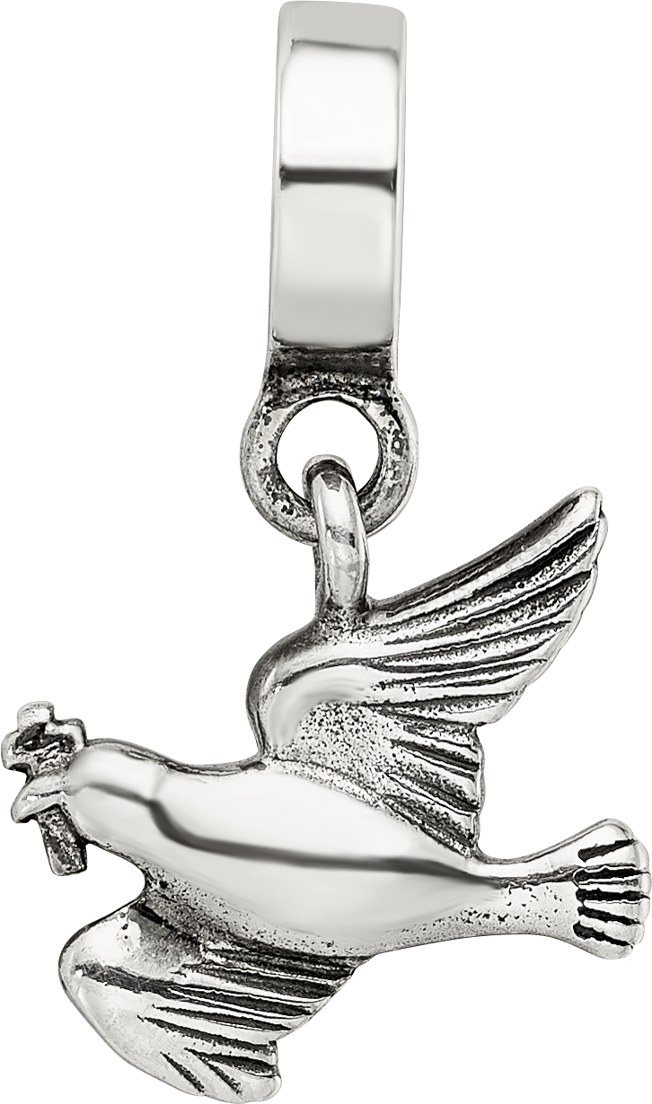 Sterling Silver 925 Antiqued Dove Dangle Bead by Sophia Jewelers
