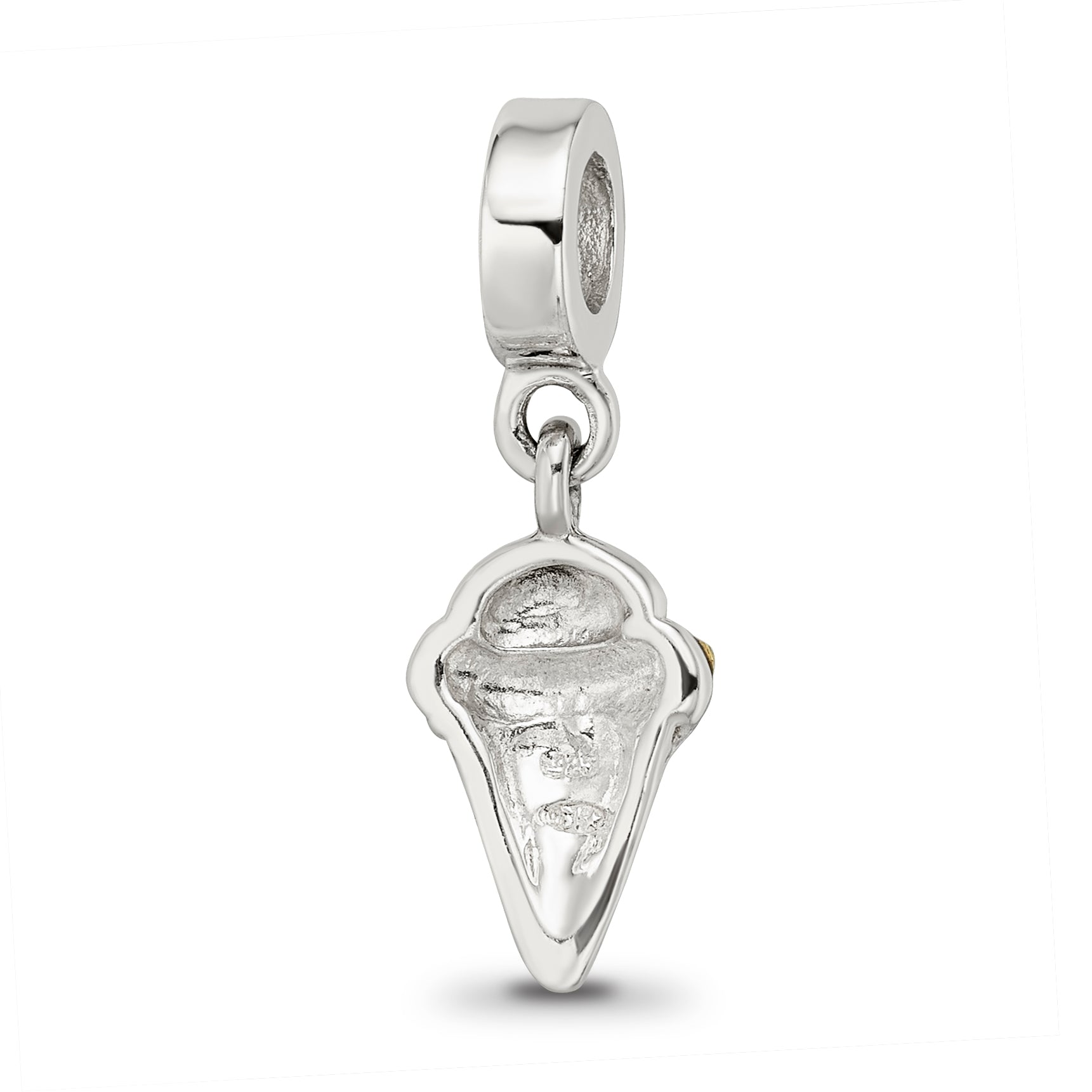 Sterling Silver 925 CZ Ice Cream Cone Dangle Bead with Antiqued Finish