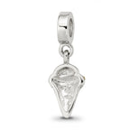 Sterling Silver 925 CZ Ice Cream Cone Dangle Bead with Antiqued Finish