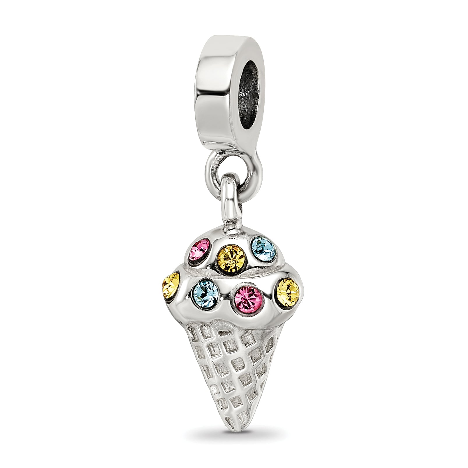 Sterling Silver Reflections CZ Ice Cream Cone Dangle Bead Main image