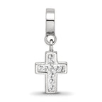 Sophia Jewelers Sterling Silver Crystal Cross Dangle Bead with Antiqued Finish