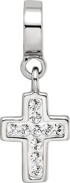 Sophia Jewelers Sterling Silver Crystal Cross Dangle Bead with Antiqued Finish