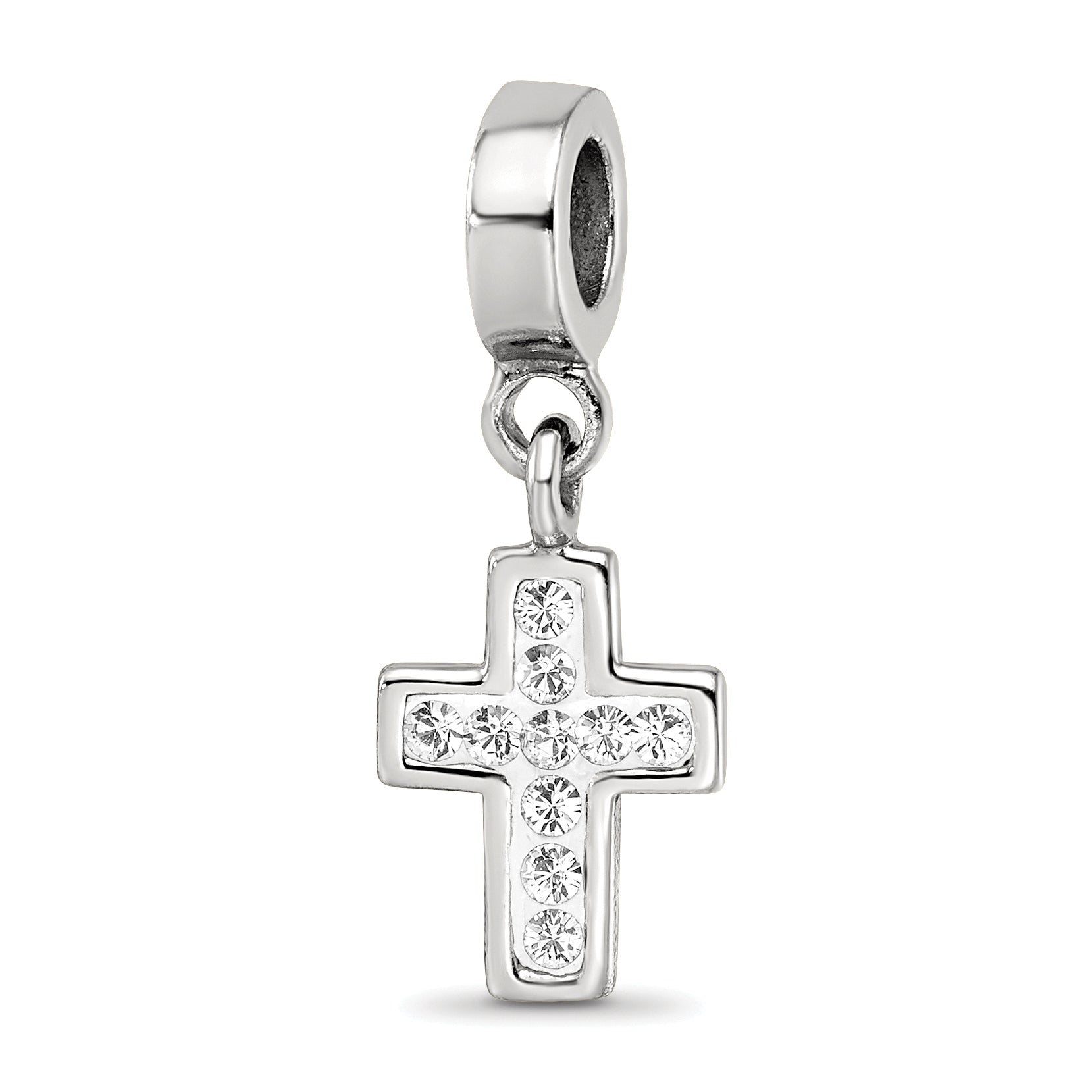 Sterling Silver Reflections Clear Preciosa Crystal Cross Dangle Bead Main image