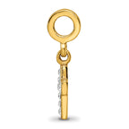 Sterling Silver Gold-Plated Crystal Cross Dangle Bead with Polished Finish