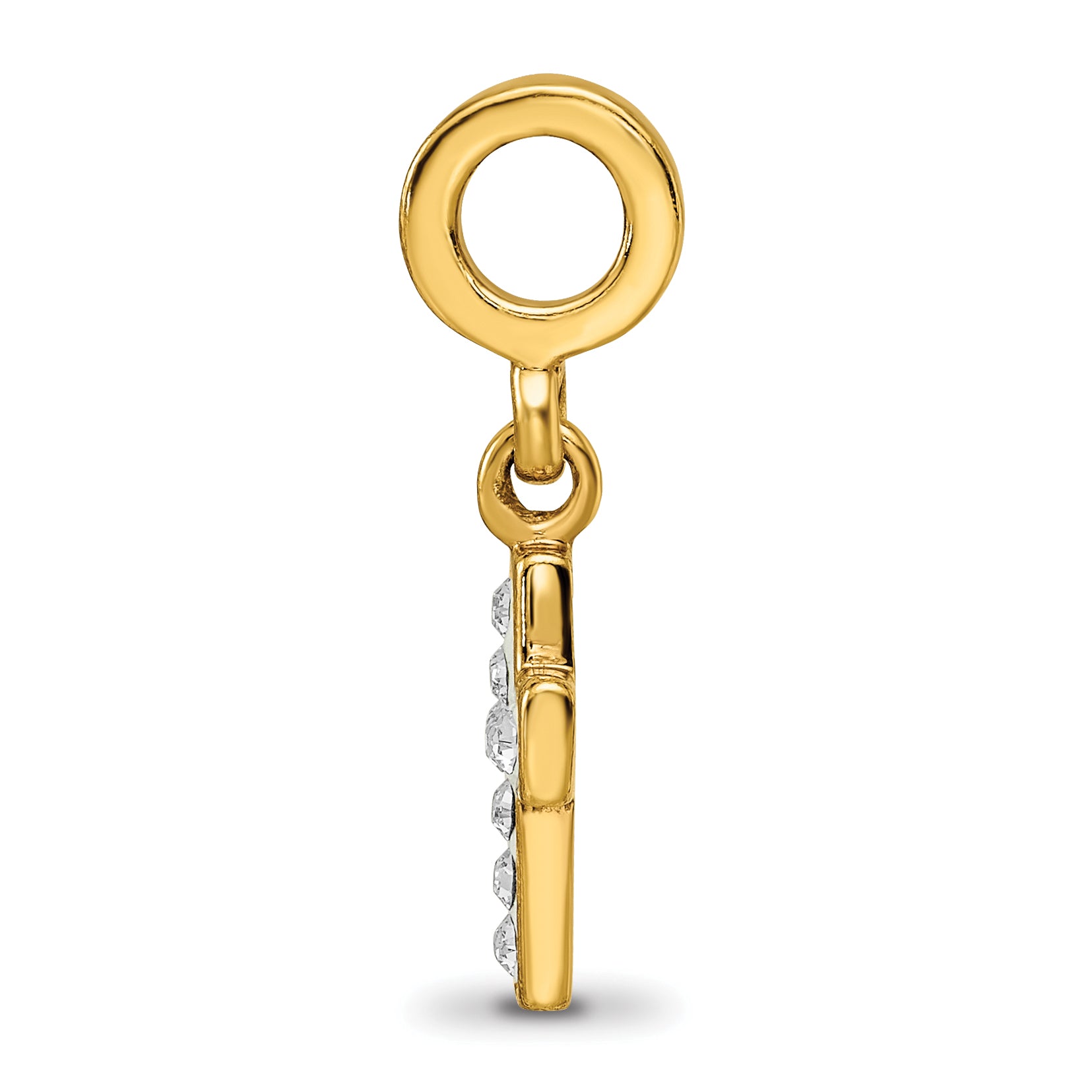 Sterling Silver Gold-Plated Crystal Cross Dangle Bead with Polished Finish