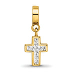 Sterling Silver Gold-Plated Crystal Cross Dangle Bead with Polished Finish