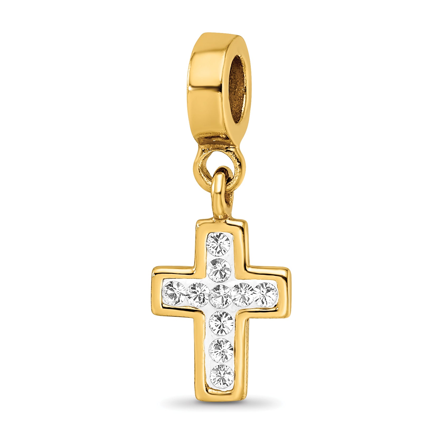 Sterling Silver Gold-plated Reflections Preciosa Crystal Cross Dangle Bead Main image