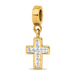Sterling Silver Gold-plated Reflections Preciosa Crystal Cross Dangle Bead