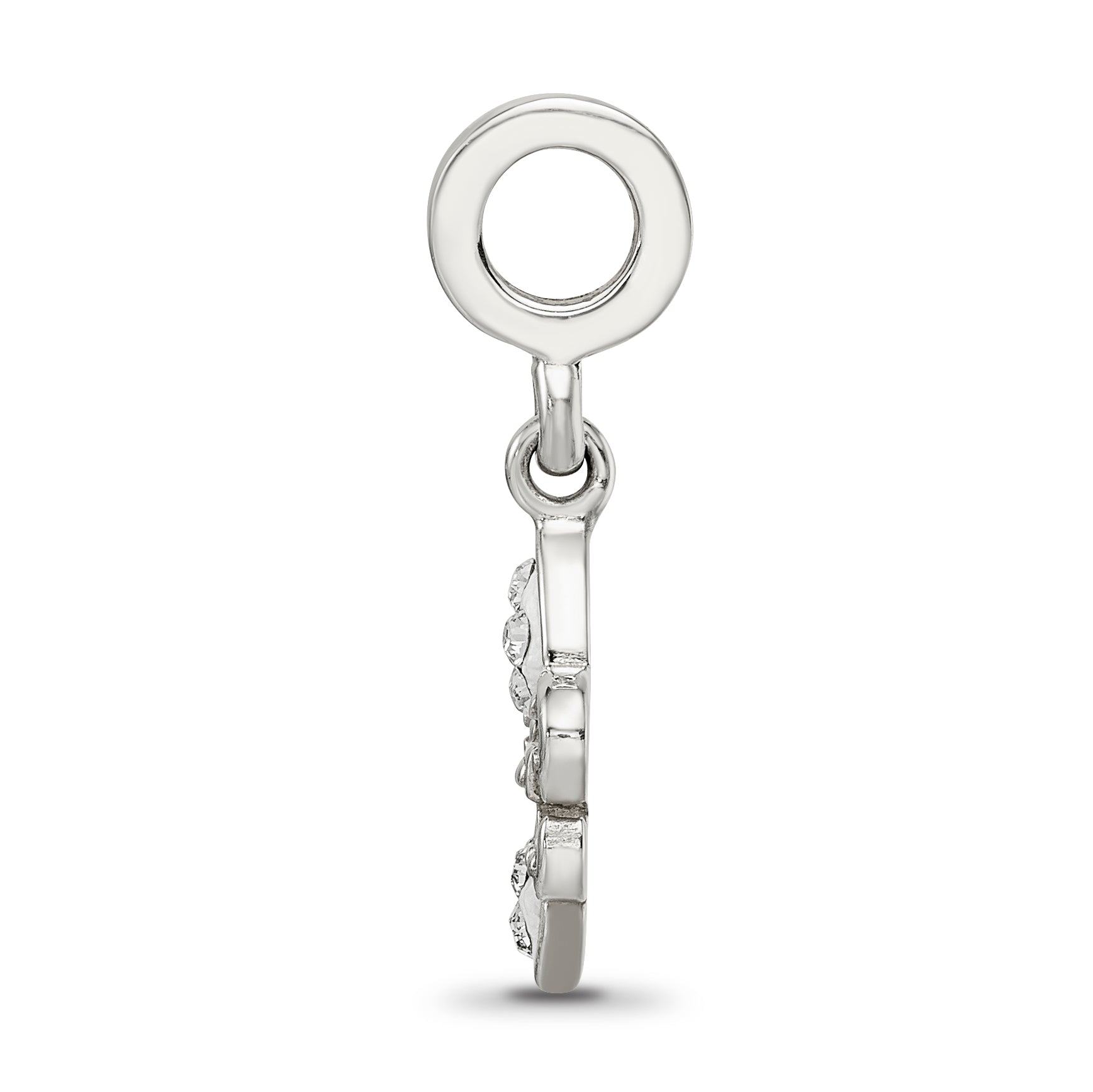 Sterling Silver 925 Fleur De Lis Bead with Clear Crystal Antiqued Finish Secondary image
