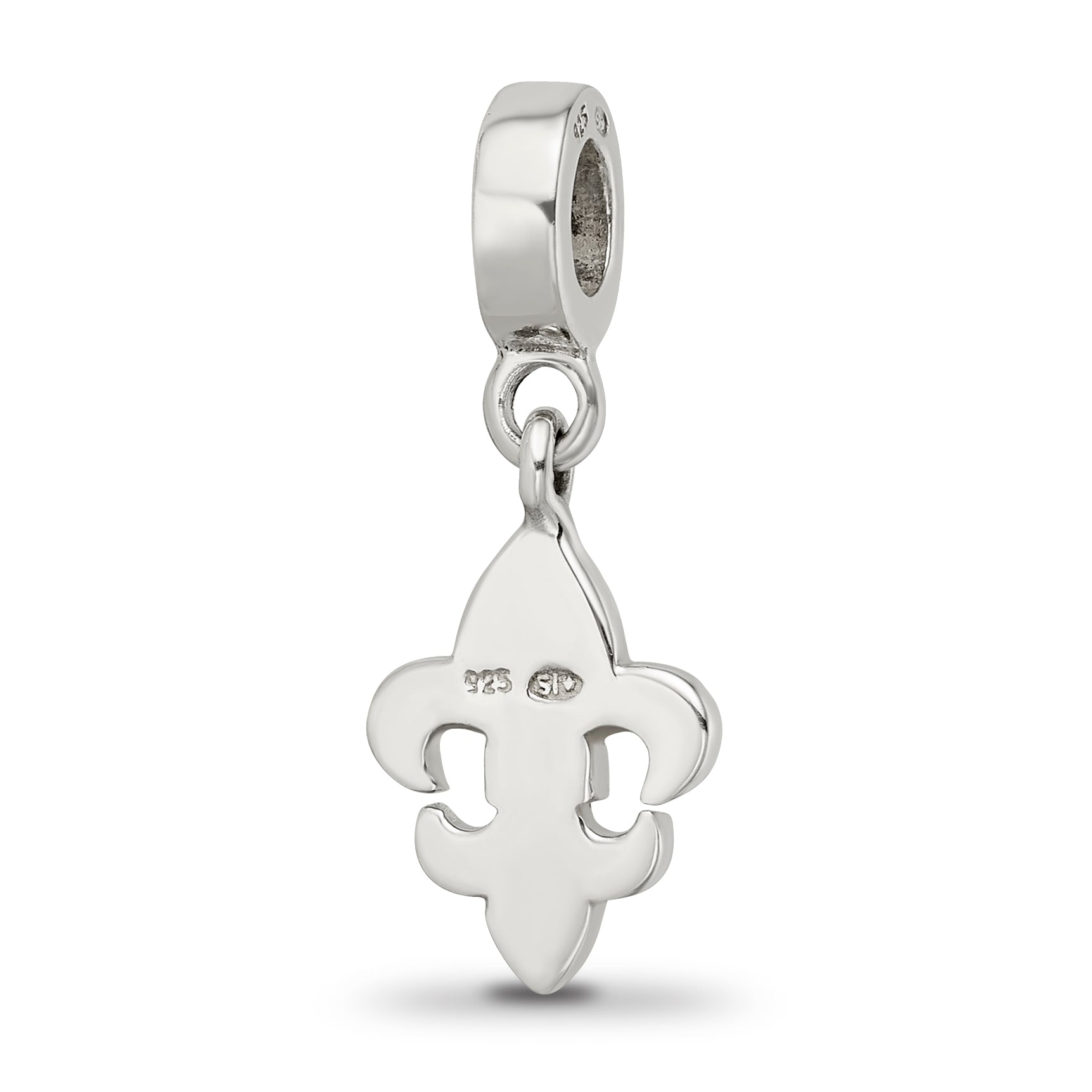 Sterling Silver 925 Fleur De Lis Bead with Clear Crystal Antiqued Finish