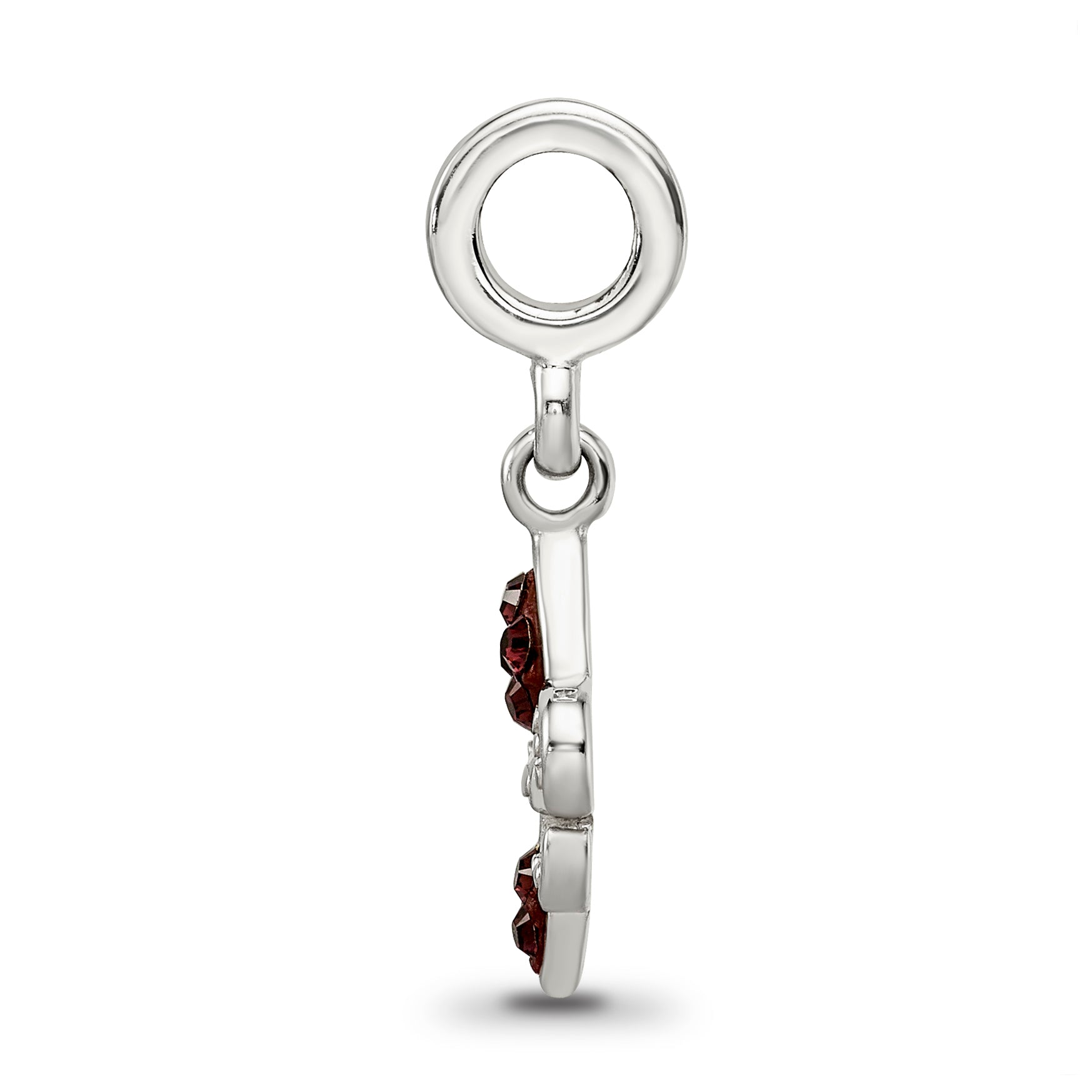 Sterling Silver 925 Fleur De Lis Dangle Bead with Red Crystal Antique Finish Secondary image