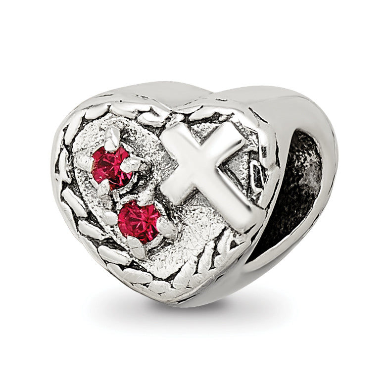 Sterling Silver Reflections CZ and Cross Heart Bead Main image