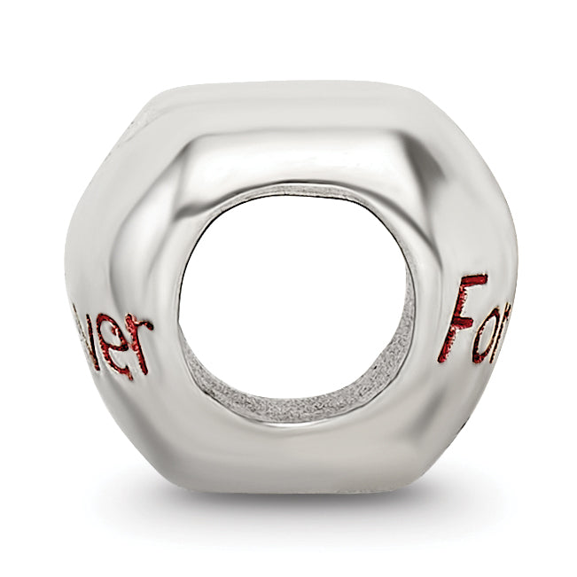 Sterling Silver 925 Enameled Heart Bead with Antiqued Finish Theme Design Secondary image