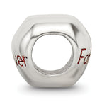 Sterling Silver 925 Enameled Heart Bead with Antiqued Finish Theme Design