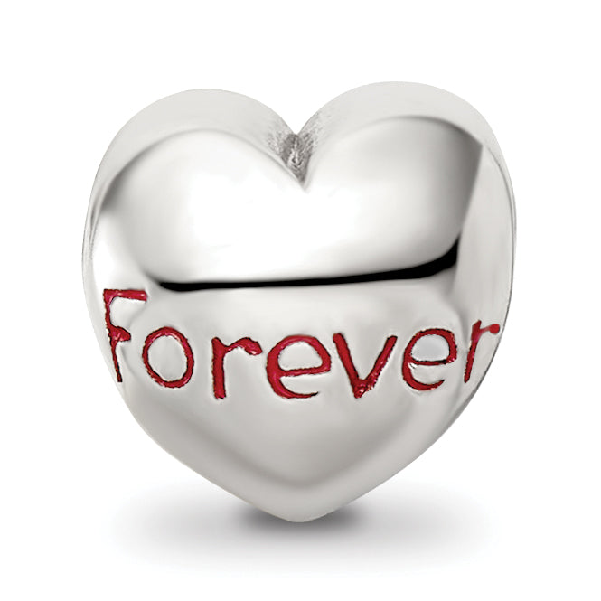 Sterling Silver 925 Enameled Heart Bead with Antiqued Finish Theme Design