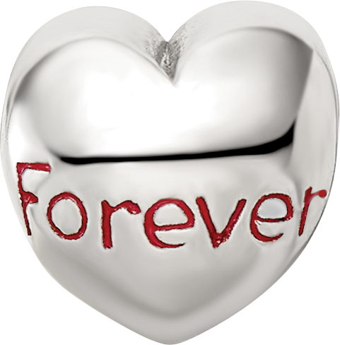 Sterling Silver 925 Enameled Heart Bead with Antiqued Finish Theme Design