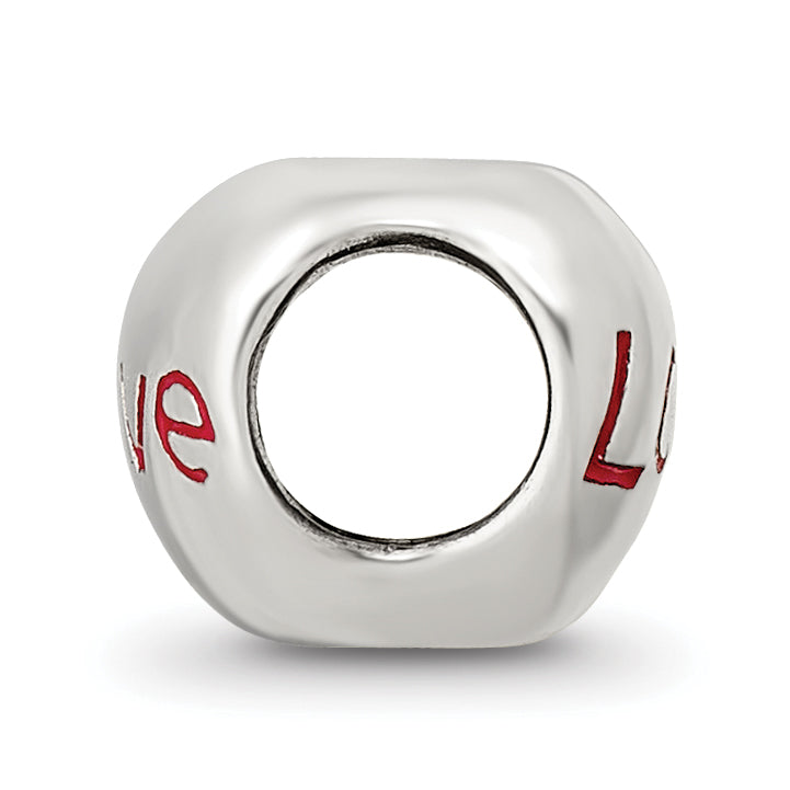 Sterling Silver 925 Love Heart Bead with Enameled Antiqued Finish