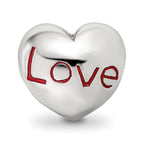 Sterling Silver 925 Love Heart Bead with Enameled Antiqued Finish