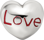 Sterling Silver 925 Love Heart Bead with Enameled Antiqued Finish