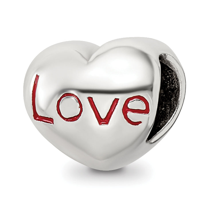 Sterling Silver Reflections Enameled Love Heart Bead