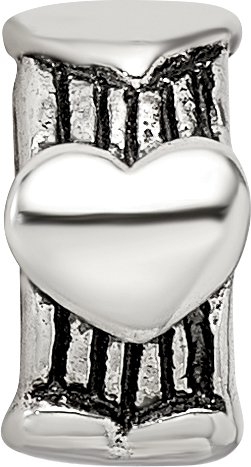 Sterling Silver 925 Heart Bead with Antiqued Finish Timeless Design